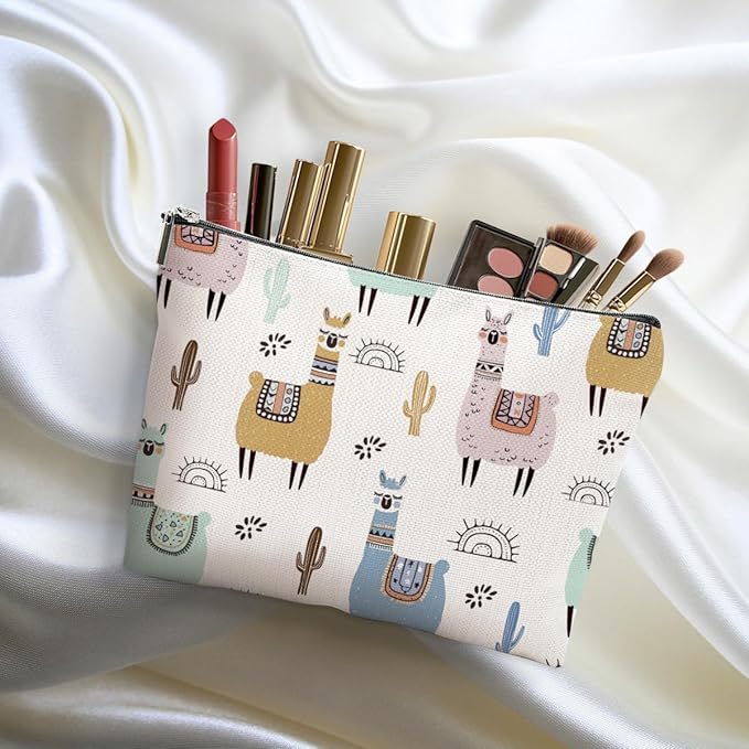 Llama Gifts Makeup Bag Cute Alpaca Cosmetic Bag Alpaca Llama Themed Gifts for Women Girls Friend Daughter Animal Lover Gifts Travel Organizer Zipper Pouch Graduation Birthday Friendship Gifts