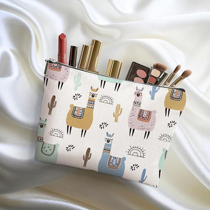 Llama Gifts Makeup Bag Cute Alpaca Cosmetic Bag Alpaca Llama Themed Gifts for Women Girls Friend Daughter Animal Lover Gifts Travel Organizer Zipper Pouch Graduation Birthday Friendship Gifts