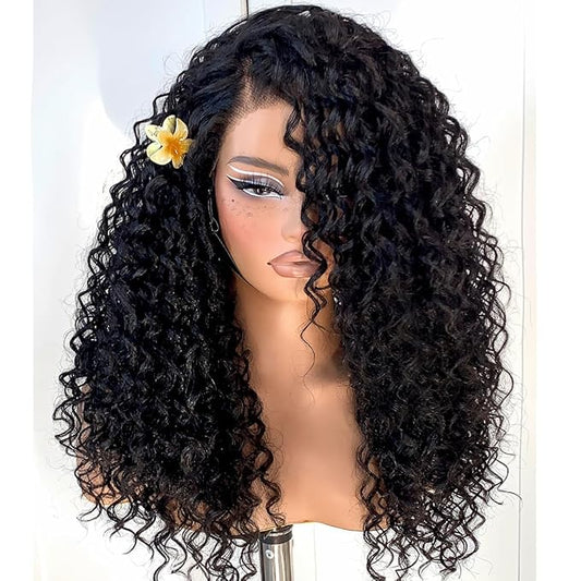 Wear And Go Glueless Wig Pre-Plucked Synthetic Curly Wig HD Lace Frontal Wig 13x6 Afro Wig Kinky Curly With Layer Beginners Friendly 18 Inch
