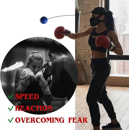 Boxing Reflex Ball Set - 2 Sizes PU Foam Speed Ball with Adjustable Headband, Anti-Rust S-Clips & Extra Strings | Hand Pain-Free Training for Reflex, Agility, Stress Relief (Yellow & Blue)