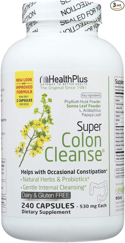 Health Plus Super Colon Cleanse: 10-Day Cleanse -Detox | 18 Cleanses, 720 Capsules, Package may vary