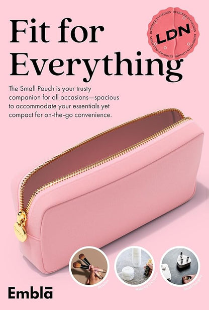 Embla Makeup Bag Travel Cosmetics Pouch and Toiletry Bag, Nylon Zipper Pouch Purse, Cute Make Up Organizer Storage Tote for Women Girls, Waterproof Travel Skincare Case, Small Makeup Bags, Ballet Pink