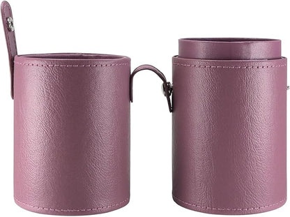 Portable Makeup Brush Case,Pu Leather Makeup Brush Holder with Button,Travel Cup Storage Dustproof Makeup Cosmetic Bags for Women (Purple)