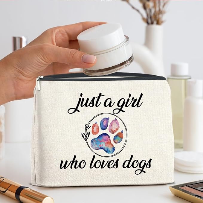 Dogs Lover Gifts Makeup Bag Just a Girl Who Loves Dogs Cosmetic Bag Zipper Makeup Pouch