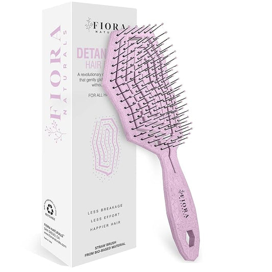 Fiora Naturals Hair Detangling Brush -100% Bio-Friendly Hair Detangler Brush w/Ultra-soft Bristles- Glide Through Tangles with Ease - For Curly, Fine, Women, Men, Kids, Toddlers, Wet and Dry Hair