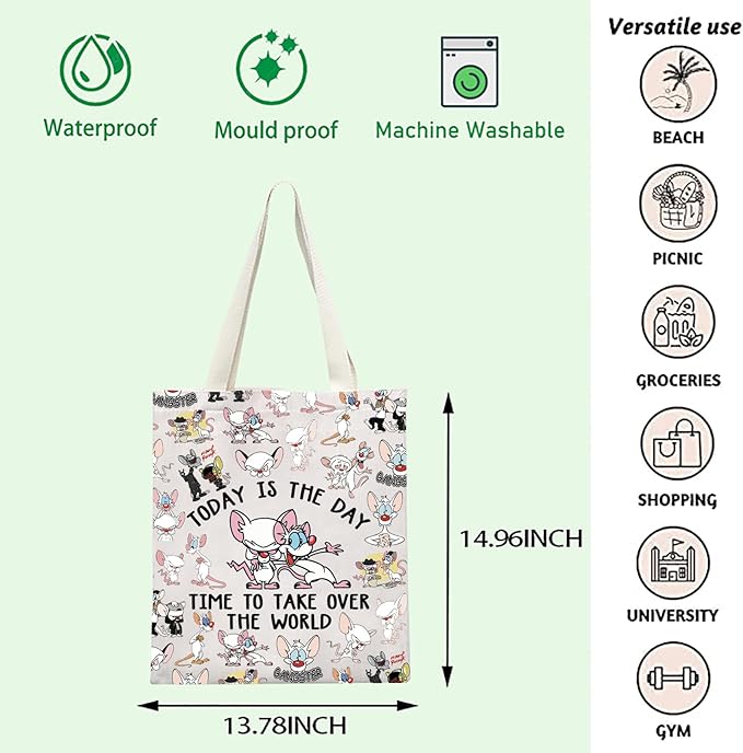 FOTAP Cartoon Characters Lover Gift Comedy Anime TV Series Makeup Bag Rat Brain Cosmetic Bag BFF Gift (THE WORLD T)