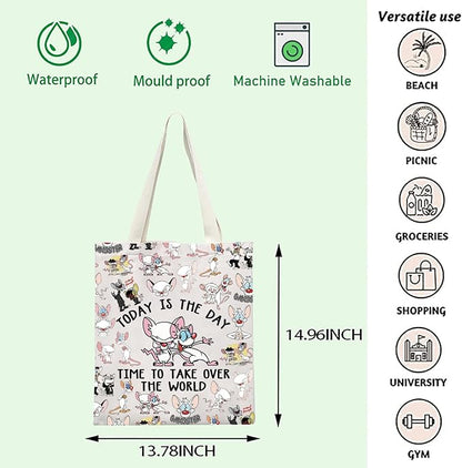 FOTAP Cartoon Characters Lover Gift Comedy Anime TV Series Makeup Bag Rat Brain Cosmetic Bag BFF Gift (THE WORLD T)
