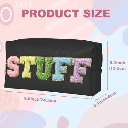 Christmas Gifts for Her Preppy Patch Stuff Portable Makeup Bag Bulk Cosmetic Bag Waterproof Travel Organizer Zipper Pouch Storage Purse for Women Girls Gift (HZB-HS-stuff-1)