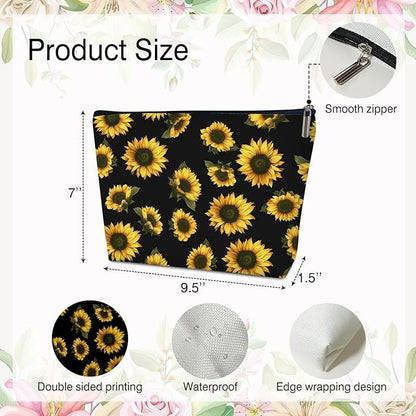 Sunflower Multifunctional Makeup Bag - Flower Toiletry Pouch, Gift for Her