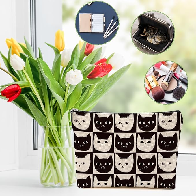 Cat Makeup Bag Cat Gifts Cosmetic Bag Cat Lover Gifts for Women Girls Best Friends Aunt Mom Cat Themed Gifts Cat Stuff Travel Organizer Zipper Pouch Graduation Birthday Friendship Gifts