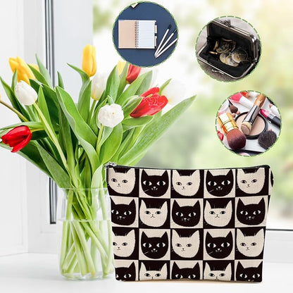 Cat Makeup Bag Cat Gifts Cosmetic Bag Cat Lover Gifts for Women Girls Best Friends Aunt Mom Cat Themed Gifts Cat Stuff Travel Organizer Zipper Pouch Graduation Birthday Friendship Gifts