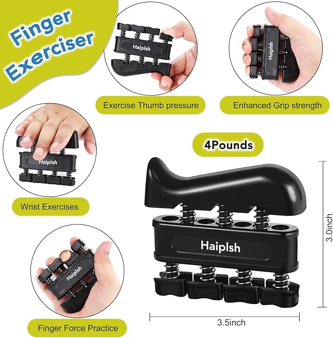 Grip Strength Trainer Kit (5 Pack) with Finger Exerciser