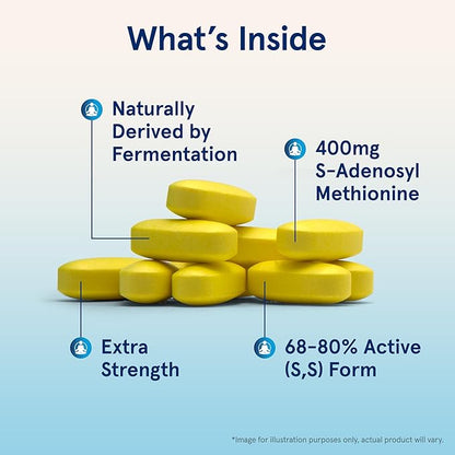 Jarrow Formulas® SAMe 400 mg, Supports Joint Health, Liver Function, Brain Metabolism, 60 Tablets, Up To a 60 Day Supply