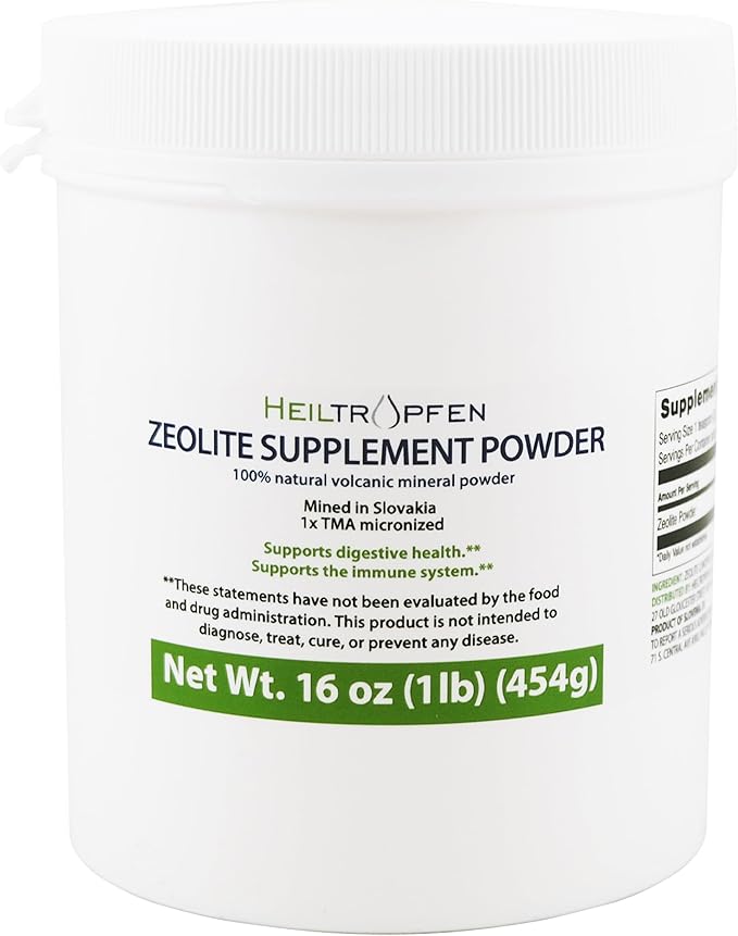 Zeolite Powder | Dietary Supplement 1 Pound - 454 g | Detox | Clinoptilolite 94+-3% | Activated | Natural Mineral Dust | Ultra FINE Less-Than 2 µm