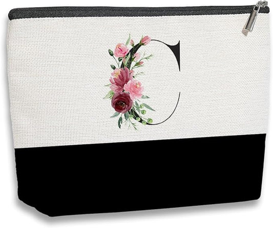 Initial Makeup Bag, Personalized Gifts for Women, Personalized Makeup Bag, Bridesmaid Gifts, Cosmetic bags for Women (Letter C)