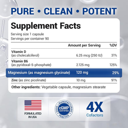 Dr. Berg Maximum Strength 4-in-1 Chelated Magnesium Glycinate with Clean, Potent & Pure Ingredients | 4X Lab-Tested & Verified | USA Formulated Magnesium Supplement Capsules | 90 Capsules