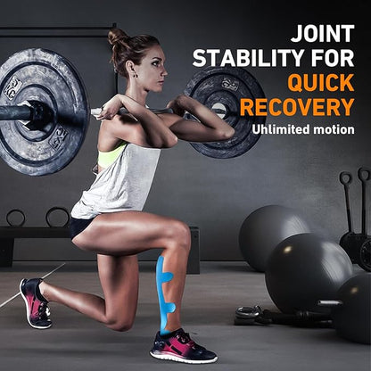 Kinesiology Tape for Achilles Tendon, KTQUICK 12 Count Achilles Tendon Tape Precut, Original Cotton Waterproof & Breathable, Enhance Elastic Kinesiology Athletic Tape for Achilles and Muscle Support