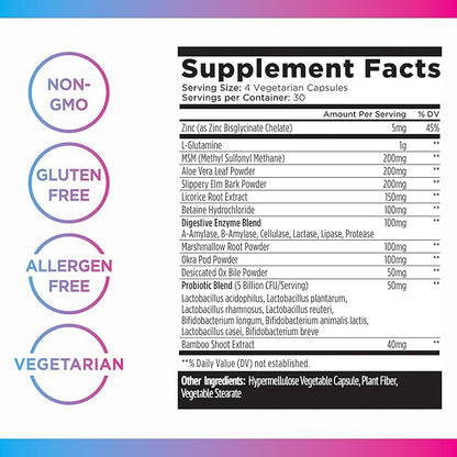 Livingood Daily Gut Cleanse Detox for Women & Men, GI Support (120 Vegetarian Capsules) - Gut Pills for Detox Cleanse with MSM, L-Glutamine, & Digestive Enzyme - Gluten-Free, Non-GMO, & Allergen-Free