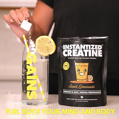 Gains in Bulk Instantized Creatine Monohydrate Powder - Pre Workout Supplement, Support Muscle Endurance, High Energy and Cognitive Function, 100% Soluble, No Bloating (30 Servings, Sweet Lemonade)