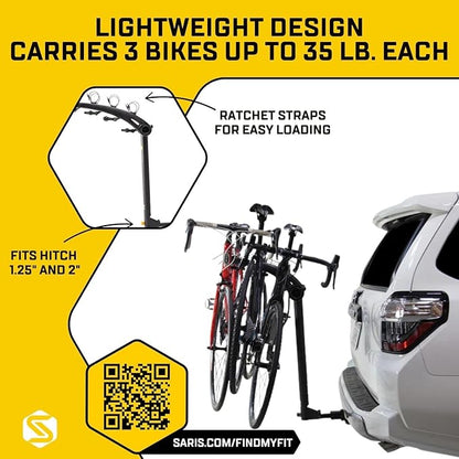Saris Bones 3-Bike Hitch Rack Bicycle Carrier, with Easy Fold Design and Tilting Base