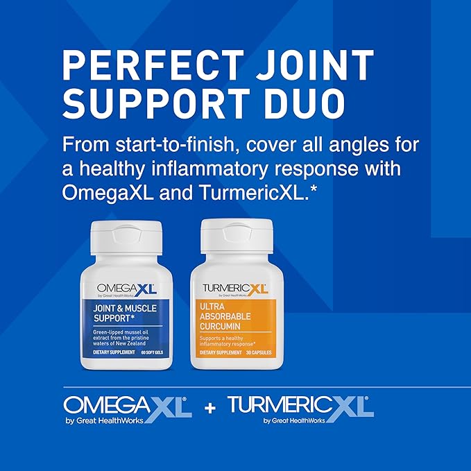 OmegaXL Powerful Joint and Muscle Support Supplement (60 Count) & TurmericXL Healthy Inflammatory Response Supplement (30 Count)