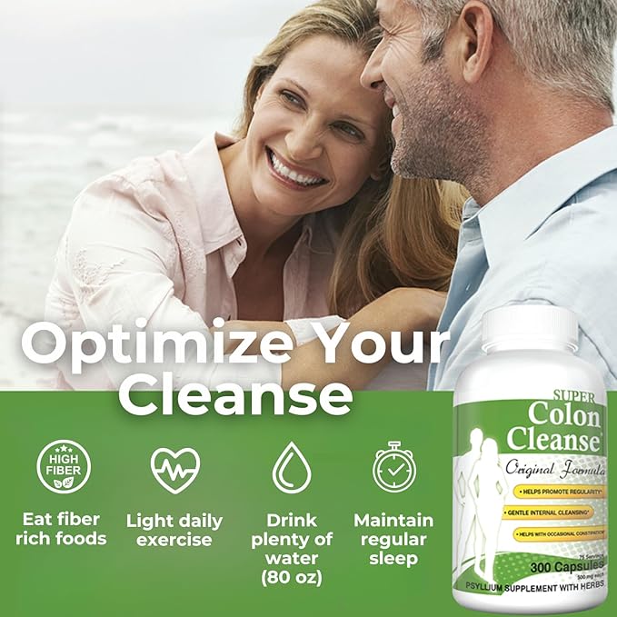 Health Plus Super Colon Cleanse Original Formula (1991-2018), 300 Capsules, 6 Cleanses - Digestive Support, Constipation Relief with Psyllium Husk and Senna Leaf