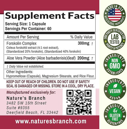 100% Ultra Pure Forskolin for Weight Management Maximum Strength | Coleus Forskohlii Root Extract Powder, 40% Standardized Lean Supplement for Men & Women, Premium Extreme Boost Complex - 60 Capsules
