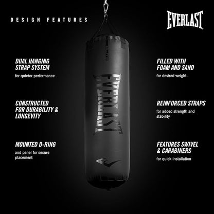 Everlast Elite 2 & Prime Punching Bag – Durable PVC Boxing Bag & Equipment for MMA, Kickboxing, Muay Thai, Home Gym Training