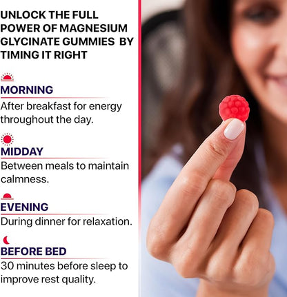 Magnesium Glycinate Gummies for Adults, Chewable Magnesium Gummy with Magnesium Glycinate 400mg, Malate 200mg, B6, Holy Basil - Magnesium Glycinate for Sleep Support - Sugar Free and Vegan