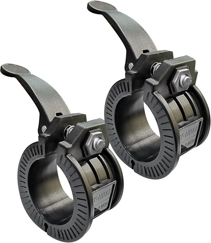 Olympic Barbell Clips 2inch Ajustable Barbell Clamps (1.9-2inch, black)