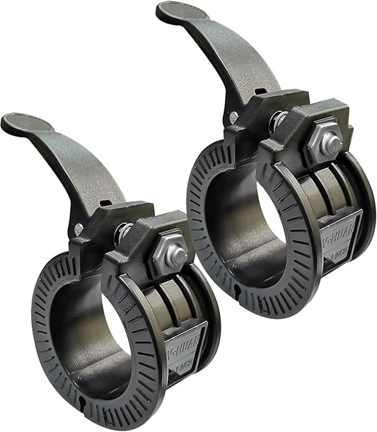 Olympic Barbell Clips 2inch Ajustable Barbell Clamps (1.9-2inch, black)