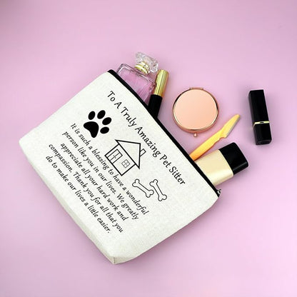 Mxrymvu Best Pet Sitter Gifts Makeup Bag Thank You Gifts for Pet Sitter Zipper Travel Pouch Dog Cosmetic Bag Dog Walker Birthday Christmas Retirement Present