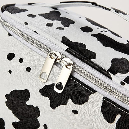 KITENROM Portable Makeup Bag Cow Printed Cosmetic Bags for Women Medium Pouch Case Purse Make Up Organization Waterproof (Print Cow)