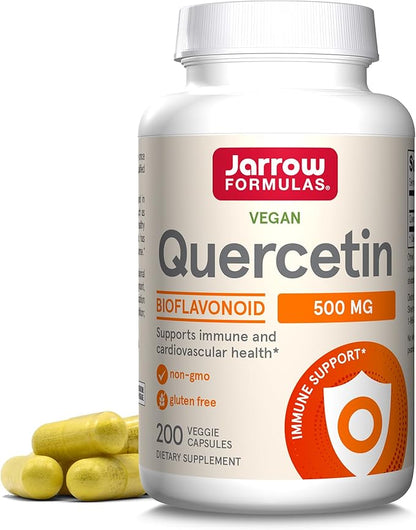 Jarrow Formulas Quercetin 500 mg, Dietary Supplement, Antioxidant Support for Cardiovascular and Immune Health, 200 Veggie Capsules, 200 Day Supply