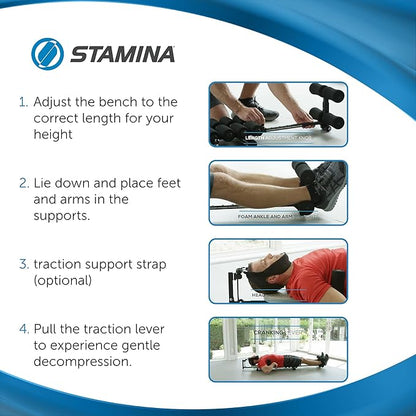 Stamina Inline Back Stretch Bench with Cervical Traction 250 lbs