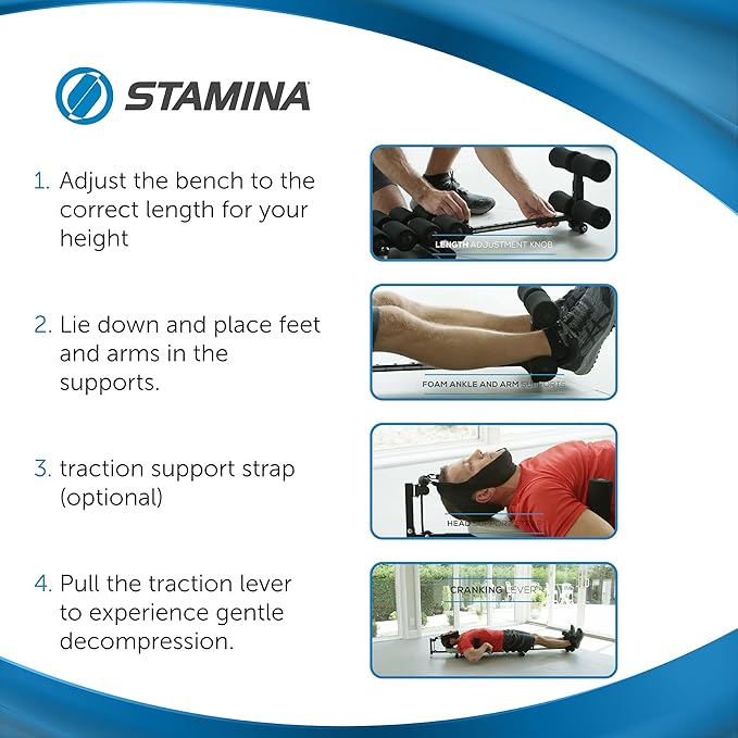 Stamina Inline Back Stretch Bench with Cervical Traction 250 lbs