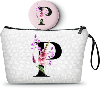 SEAMOON Happy Birthday Friendship Womens Bridesmaid Coolest Gifts for Sister Teacher Coworkers Personalized Travel Makeup Cosmetic Bag with Mirror Valentines Mothers Day Christmas Graduation P