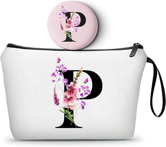 SEAMOON Happy Birthday Friendship Womens Bridesmaid Coolest Gifts for Sister Teacher Coworkers Personalized Travel Makeup Cosmetic Bag with Mirror Valentines Mothers Day Christmas Graduation P