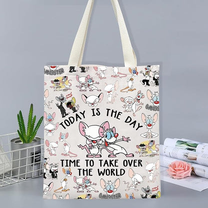 FOTAP Cartoon Characters Lover Gift Comedy Anime TV Series Makeup Bag Rat Brain Cosmetic Bag BFF Gift (THE WORLD T)