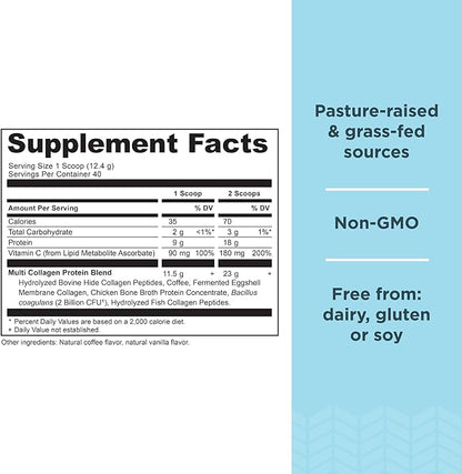 Ancient Nutrition Hydrolyzed Collagen Peptides Powder, Cold Brew Multi Collagen Protein for Women and Men, 40 Servings, Supports Skin and Nails, Gut Health, 17.5 oz