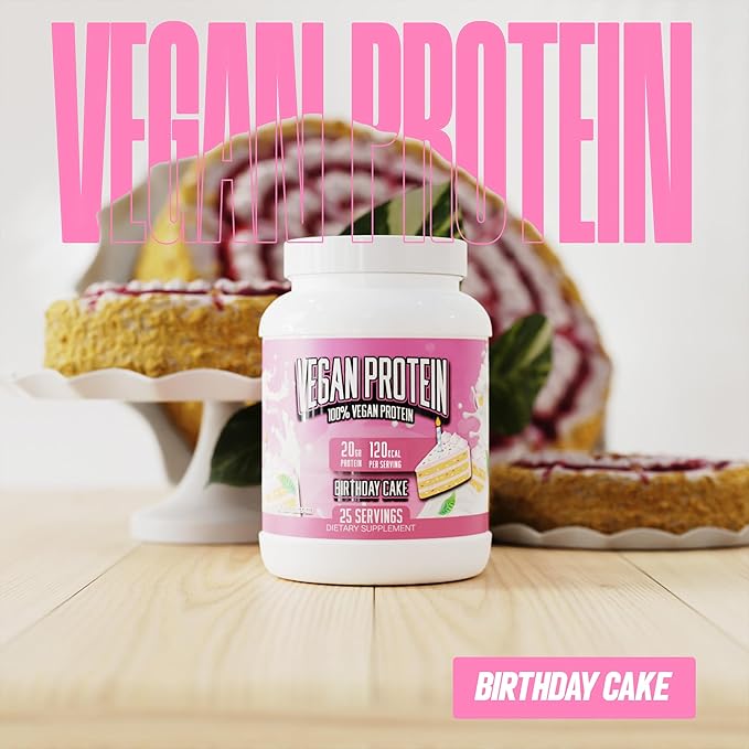 Huge Supplements Vegan Protein Powder - Birthday Cake - Superior Plant-Based Protein Powder, 20g Protein Per Serving