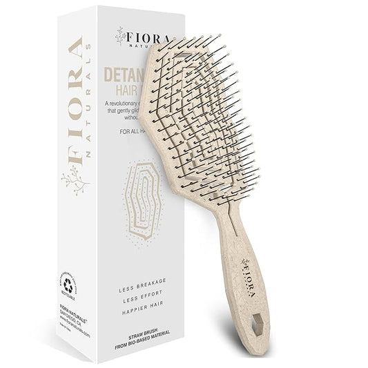 Fiora Naturals Hair Detangling Brush -100% Bio-Friendly Hair Detangler Brush w/Ultra-soft Bristles- Glide Through Tangles with Ease - For Curly, Fine, Women, Men, Kids, Toddlers, Wet and Dry Hair