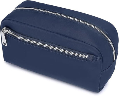 Nylon Female cosmetic bags Canvas toiletry bags Wash bags with large capacity Simple design (Nylon/Navy Blue)
