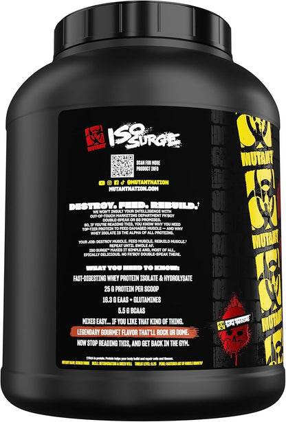 Mutant ISO Surge Whey Protein Isolate Powder Acts Fast to Help Recover, Build Muscle, Bulk and Strength, 5 lb - Triple Chocolate