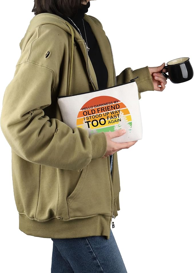 VAMSII POTS Awareness Gift Hello Darkness, My Old Friend Makeup Bag POTS Syndrome Fighter Warrior Cosmetic Bag Dysautonomia Awareness Gift (Hello Darkness My Old Friend M)