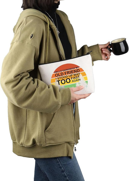 VAMSII POTS Awareness Gift Hello Darkness, My Old Friend Makeup Bag POTS Syndrome Fighter Warrior Cosmetic Bag Dysautonomia Awareness Gift (Hello Darkness My Old Friend M)