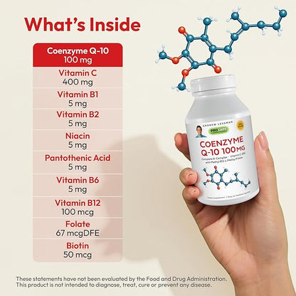 Andrew Lessman Coenzyme Q-10 100 mg 360 Capsules – Essential for Energy Production and Optimum Key Organ Function, Anti-Oxidant Support, Depleted by Aging, Plus B-Complex. Easy to Swallow Capsules