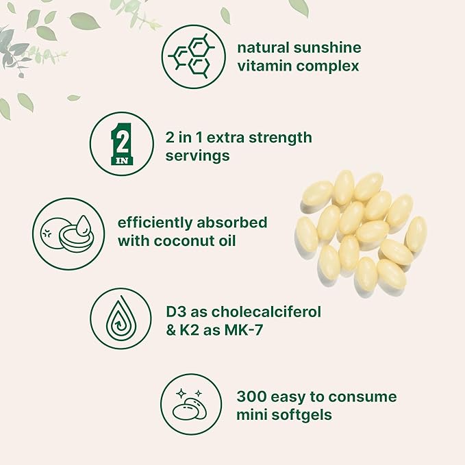 Micro Ingredients Vitamin D3 10,000 IU + K2 MK-7 200 mcg, 300 Softgels | Virgin Coconut Oil | 2-in-1 Bone, Immune & Heart Support | Easy to Swallow, Non-GMO