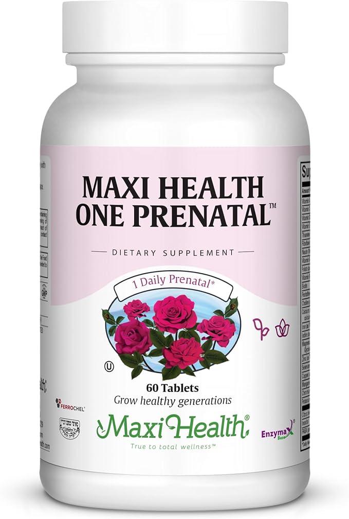 Maxi Health One Prenatal - Womens Prenatal Vitamins with Iron - Enhanced Absorption & Bioavailability - Daily Multivitamin for Women - Multi Vitamin & Mineral Supplement for Adults - 60 Capsules