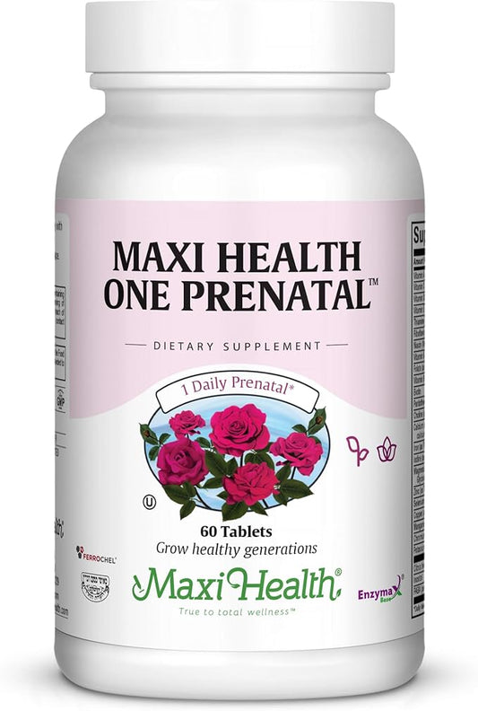 Maxi Health One Prenatal - Womens Prenatal Vitamins with Iron - Enhanced Absorption & Bioavailability - Daily Multivitamin for Women - Multi Vitamin & Mineral Supplement for Adults - 60 Capsules